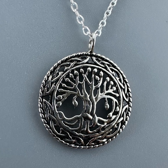 Sterling Silver Round Tree of Life Pendant Necklace - Picture 3 of 7